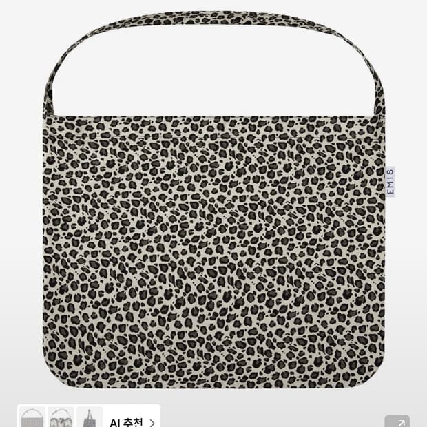 이미스 레오파드 코듀로이 에코백 화이트