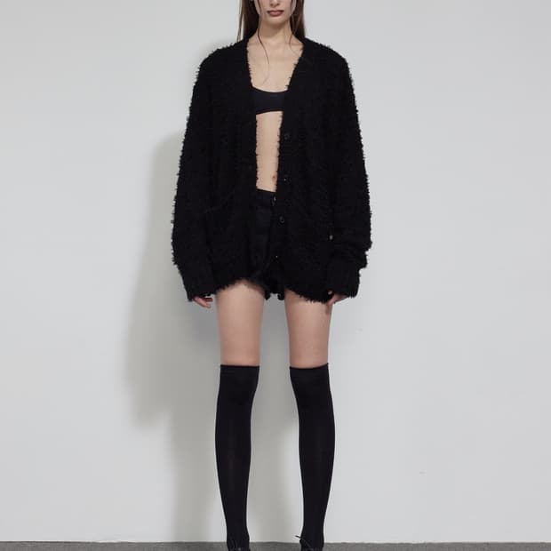보헤미안서울 헤어리 퍼 가디건 블랙