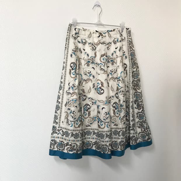 ethnic pintuck blue-green skirt