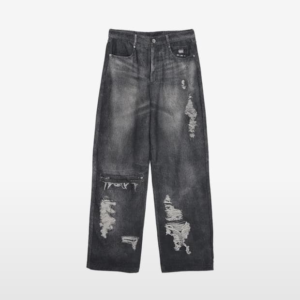 마뗑킴 VINTAGE GRAPHIC PRINTED DENIM PANTS