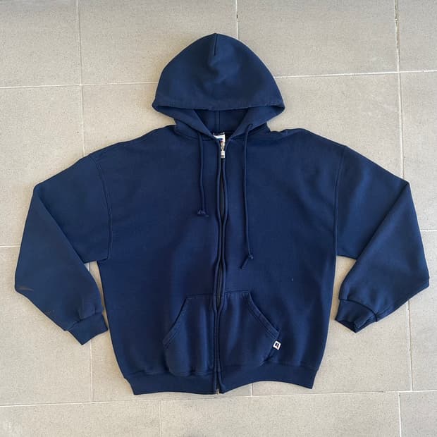 90s 빈티지 러셀 후드집업 네이비 XL
