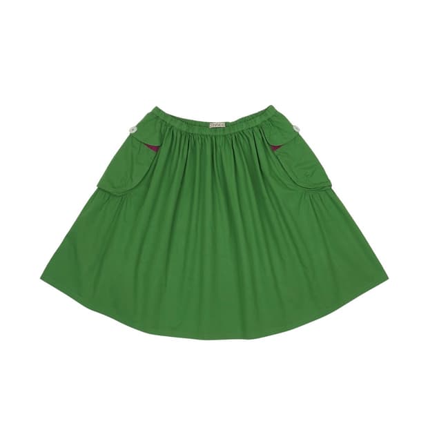 BIG POCKET SHIRRING SKIRT JOLLY GREEN 2