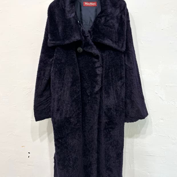 MaxMara 막스마라 네이비 퍼 코트