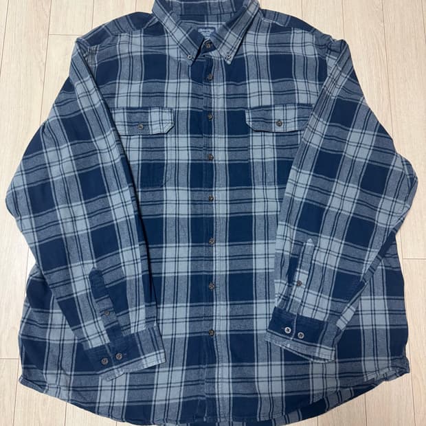 빈티지 Faded Glory 네이비 그레이 플란넬셔츠