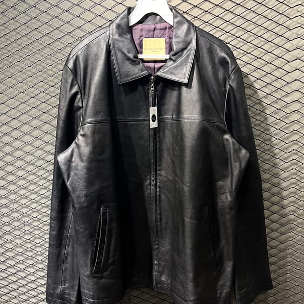 이태리 쉽스킨 레더 블루종