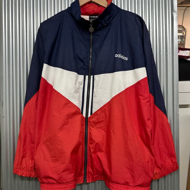 [L] 아디다스 adidas 빈티지 삼선 배색 나일론 바람막이 트랙자켓