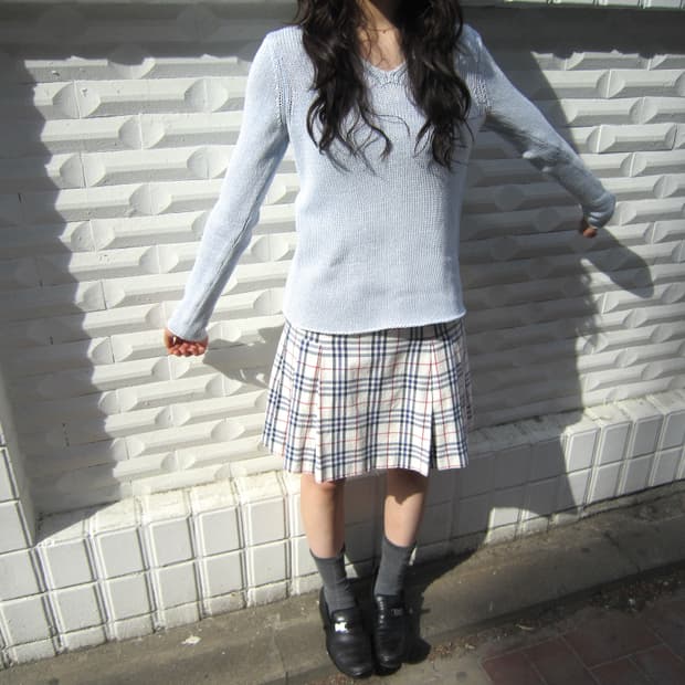 폴로 랄프 로렌 브이넥 롱슬리브 니트 디테일 라이트 블루