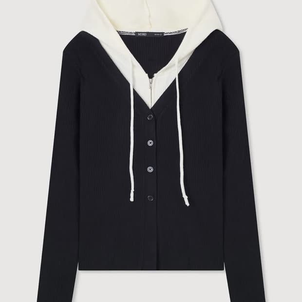 (새제품) 미쏘 후드 레이어드 가디건_MIWCKG30QT
