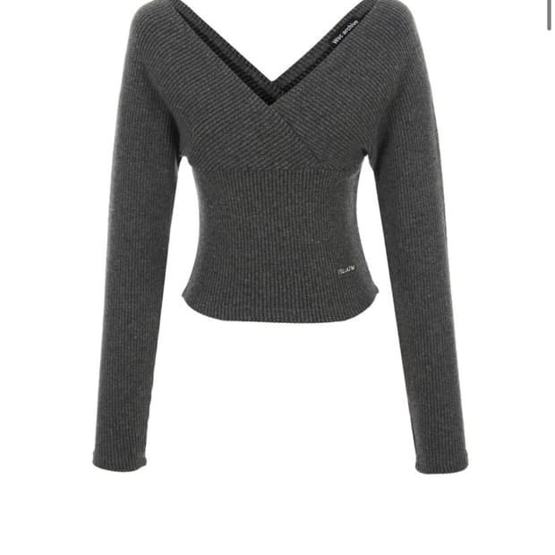 [새거]Archive 브이넥 니트 V neck knit 회색 오프숄더