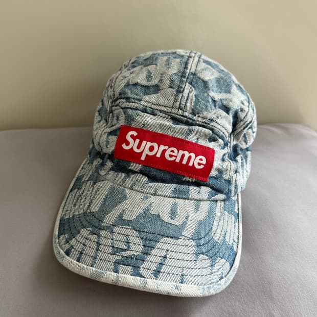 supreme 팻 팁 자카드 데님 캠프캡 블루