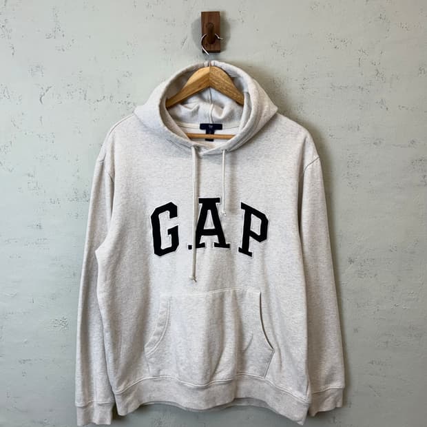GAP 갭 아이보리 로고 후드티