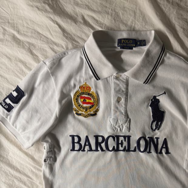 폴로 빅포니 바르셀로나 카라 반팔티 화이트