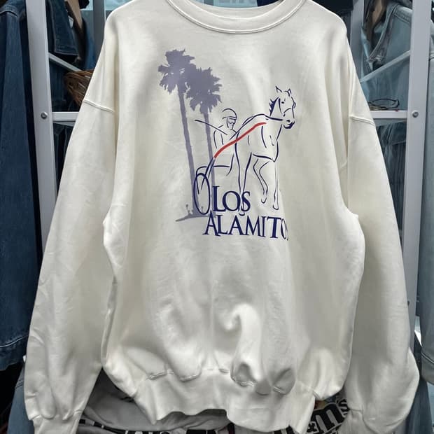 90s hanes Los Alamitos 화이트 맨투맨 티셔츠