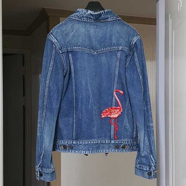 생로랑 플라밍고 데님자켓 청자켓
