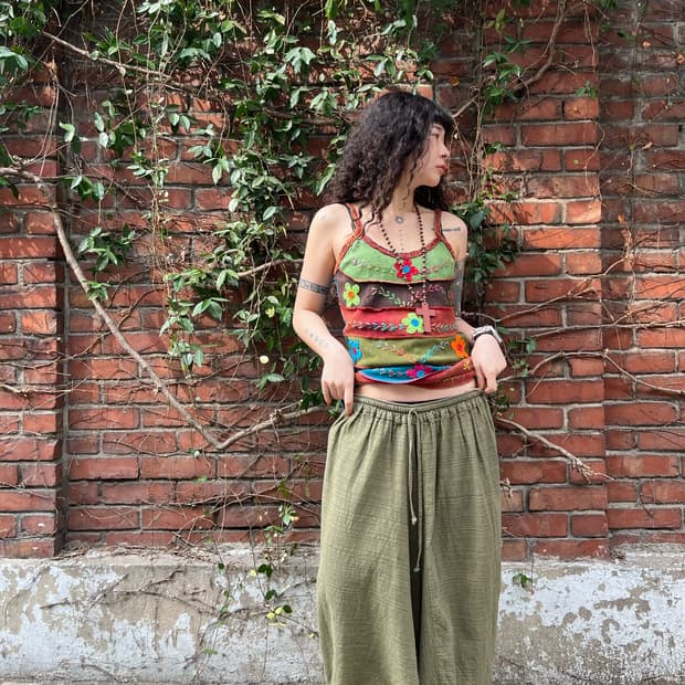 카키 히피 사무엘 팬츠