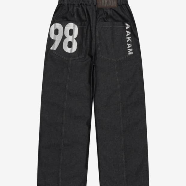 [1] 아캄 98 프린티드 핀턱 데님팬츠 블랙