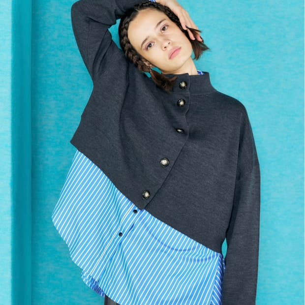 엔폴드 하이넥 루즈핏 가디건