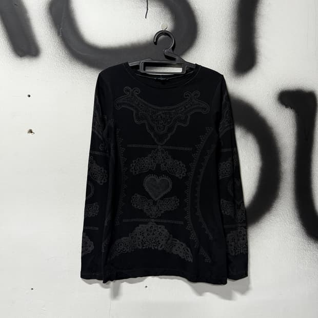 VTG 빈티지 오리엔탈 동양풍 프린팅 딱붙핏 롱슬리브