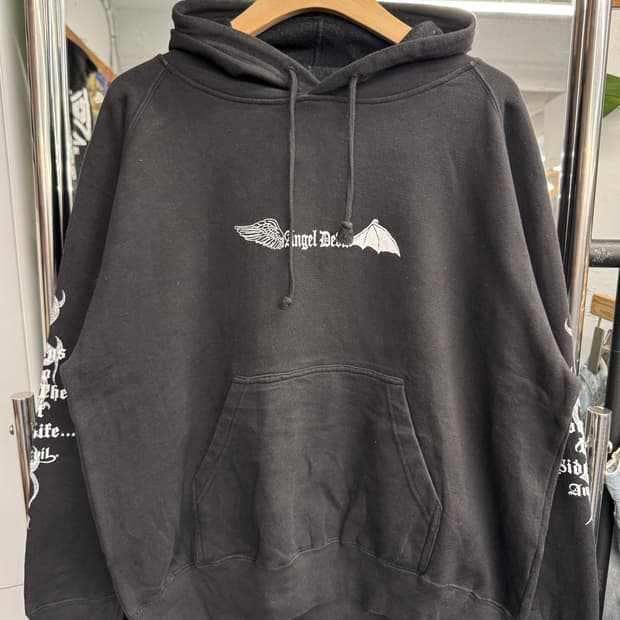japanese vintage Angel Devil 프린팅 후드티