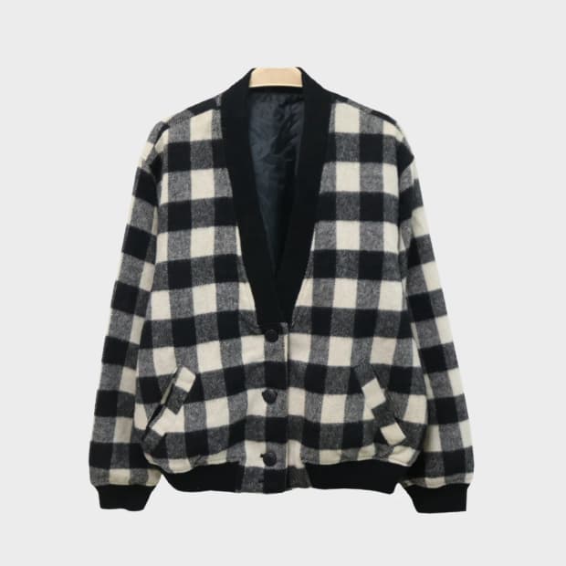 고방 체크 울 혼방 점퍼 61030