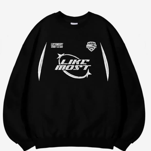 라이크모스트 링스타 오버핏 스웨트셔츠 블랙