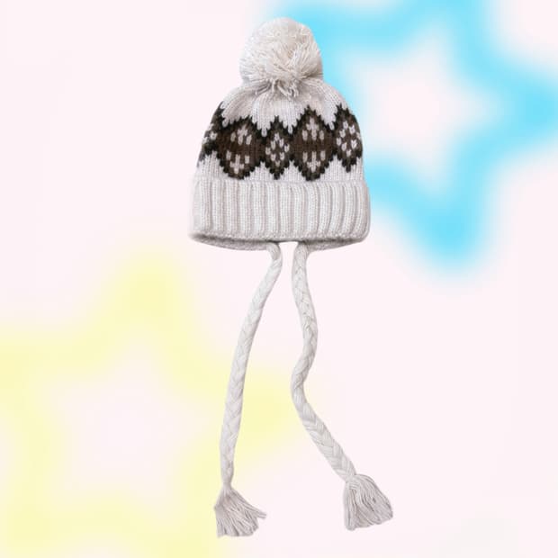 일본 라떼갸루 코위찬 디테일 초코맛 후드 털 비니 