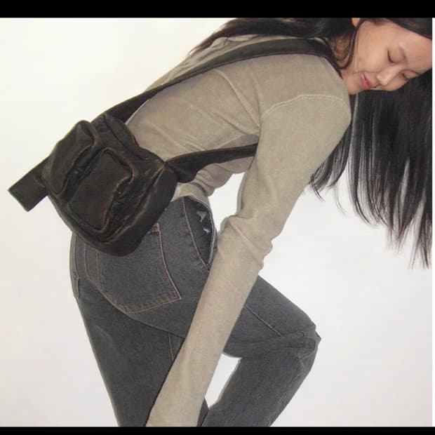 kijun기준 faux leatehr crossbag darkbrown