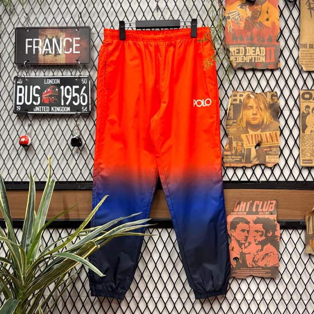 폴로 랄프로렌 그라데이션 우븐 조거 팬츠 레드 블루 블랙 배색