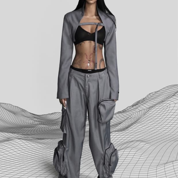 배드블러드 트윌 수트 볼레로 차콜