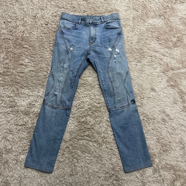 페이스커넥션 슬린핏 스톤워싱 데님팬츠