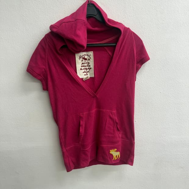 아베크롬비 Y2K 반팔 핑크 후드티 (L)