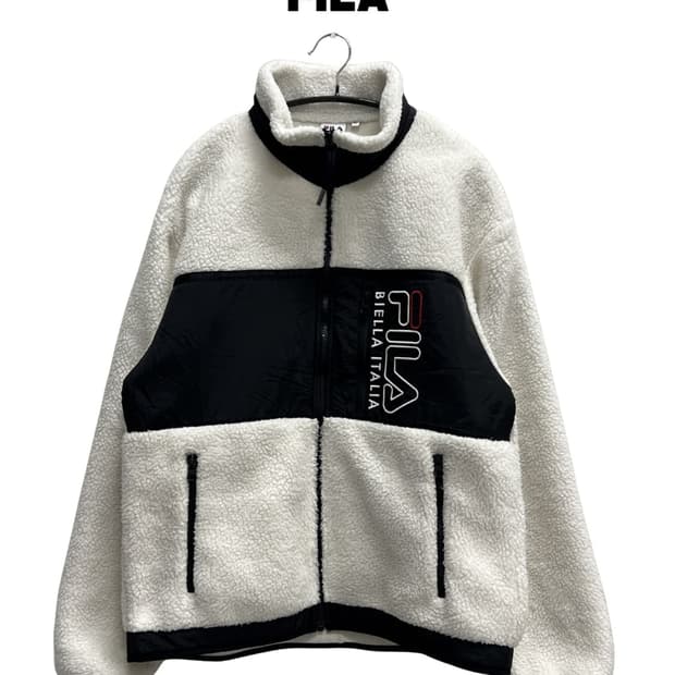 (L) 휠라 양털 뽀글이 후리스 집업 자켓 화이트