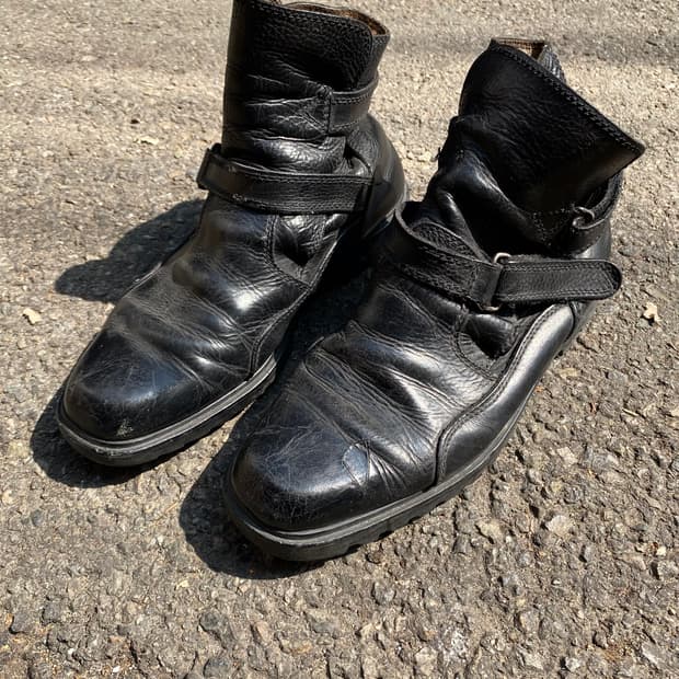 Double strap Black Leather High Boots