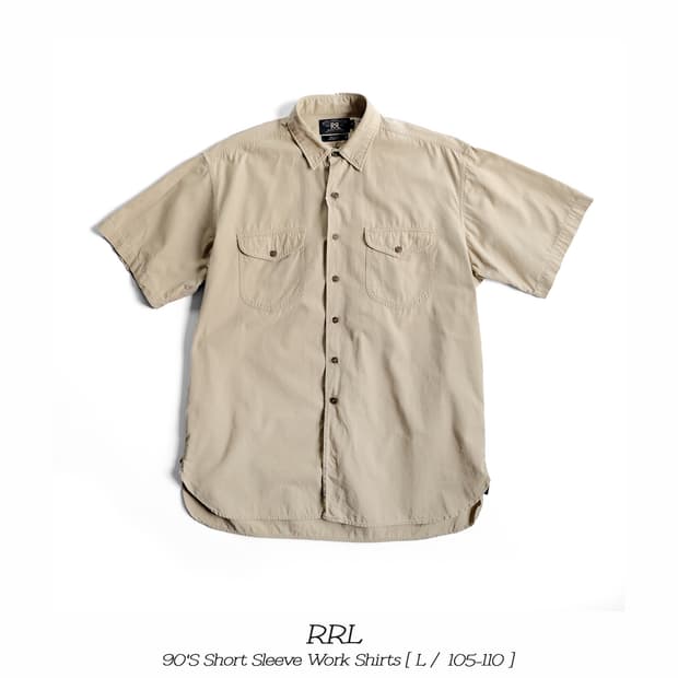 RRL 90S 더블알엘 반팔 워크셔츠 베이지 L(105-110)사이즈