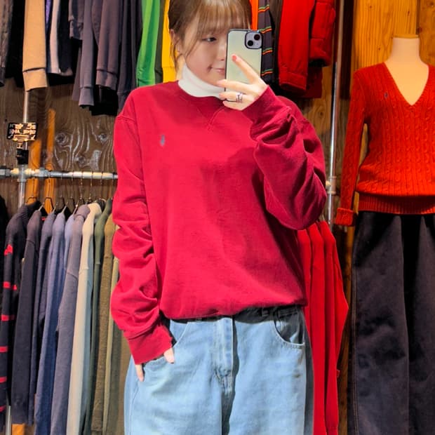 M 폴로랄프로렌 네이비 포니 레드 맨투맨 