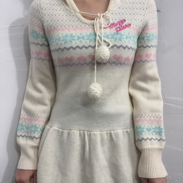 mezzo piano knit hood onepiece