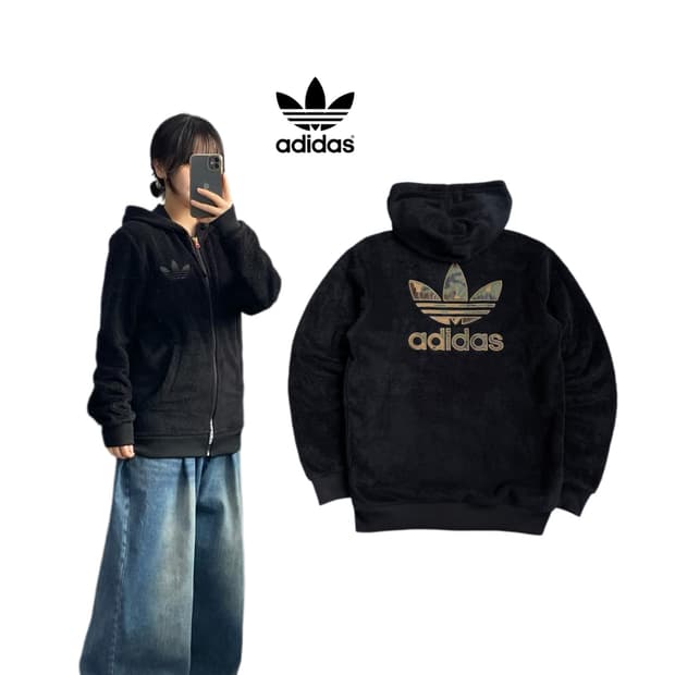 아디다스 카모 파이어버드 빅로고 플리스 자켓