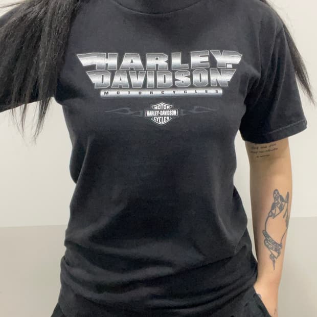 00s Harley Davidson 할리데이비슨 실버 빅로고 반팔 티셔츠