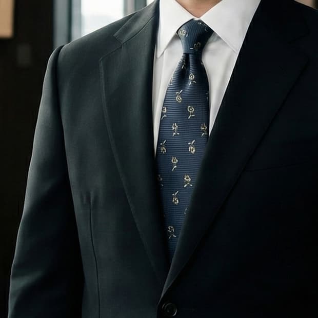 조르지오 첼리니 실크 블랙 플라워 넥타이 9.5cm A+등급 K1751
