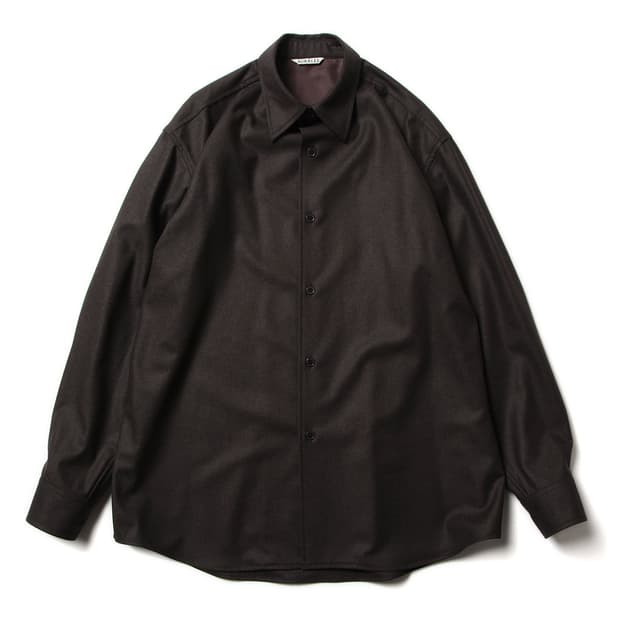 [5] 오라리 울 풀링 플란넬 셔츠 탑다크브라운