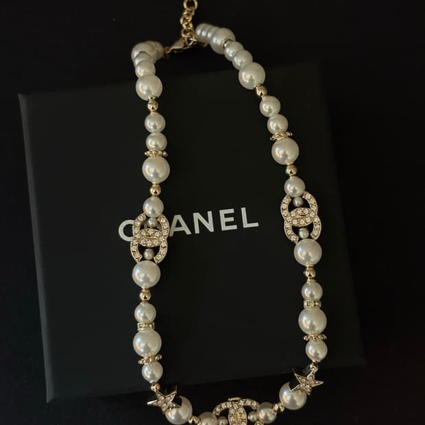 샤넬 정품 업사이클링 cc펄 크리스탈 진주 목걸이