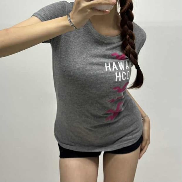 홀리스터 택채새상품 여리핏 걸즈 반팔 티셔츠(S)