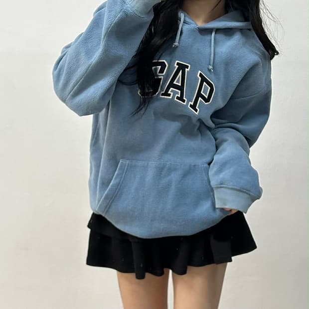 Gap 갭 핀터깔 스카이블루 폭닥 플리스 쉐르파 후드티(L)