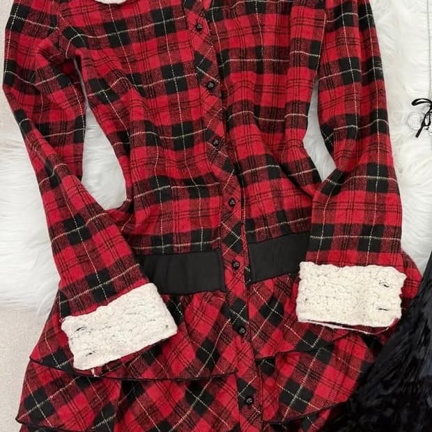 트랄라라 레드 체크 원피스 갸루 케케체 페페 파우닝113 리피나 큐빈티지