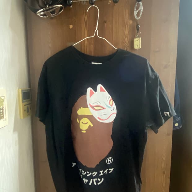 베이프 재패니즈 폭스 마스크 티셔츠 블랙