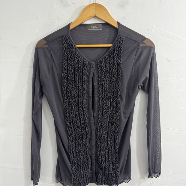 frill seethrough cardigan