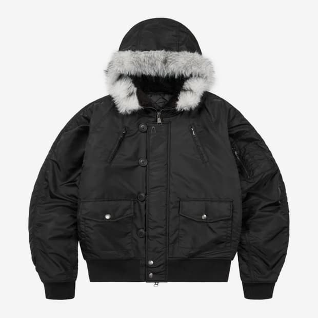 아캄 Hooded Fur MA-1 Jacket (Black) 1size