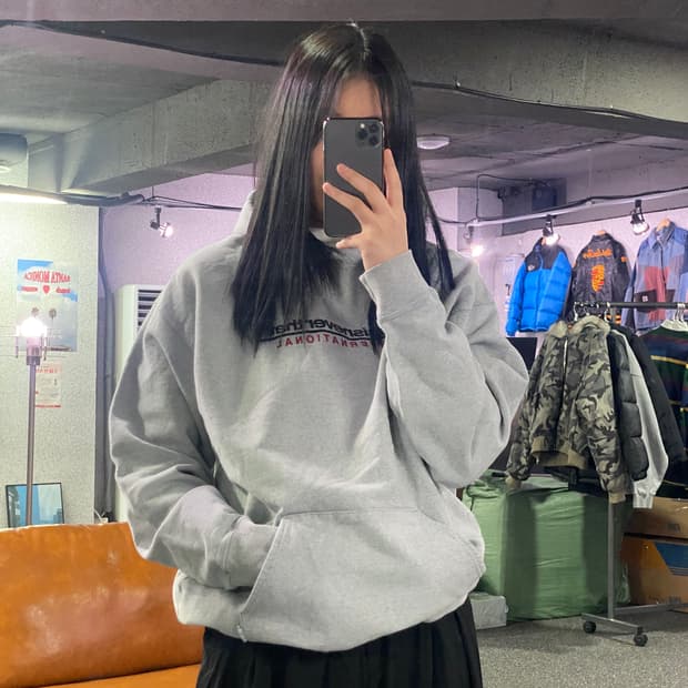 디스이즈네버댓 빅로고 그레이 후드티 B3561