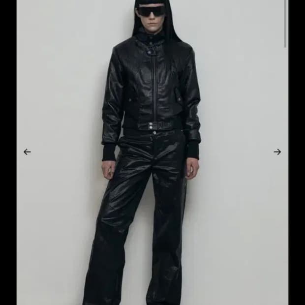 보헤미안서울 하이넥 모토 레더 자켓 슬림핏