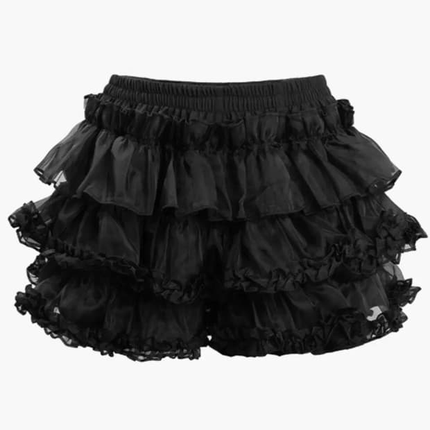 러프넥 튜튜 스커트 블랙